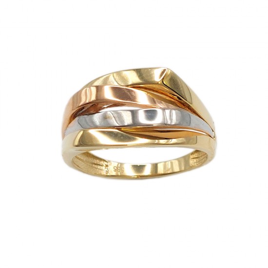 Εικόνα Χρυσό δαχτυλίδι τρίχρωμο K14 (
