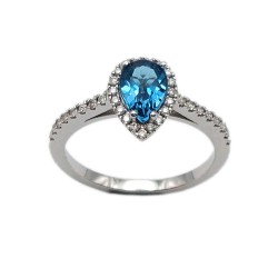 Λευκόχρυσο δαχτυλίδι K18 με Μπλε Τοπάζι (DA00207)