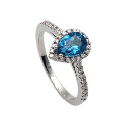 Λευκόχρυσο δαχτυλίδι K18 με Μπλε Τοπάζι (DA00207)