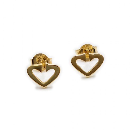 Χρυσά σκουλαρίκια Κ9 - Καρδιές (SK00230)