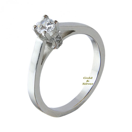 Μονόπετρο δαχτυλίδι λευκόχρυσο Κ18 με διαμάντι  (DAG18-K1)