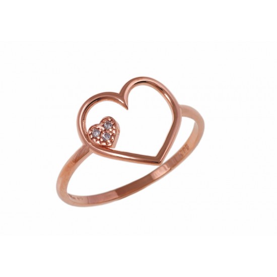 Δαχτυλίδι Καρδιά Χρυσό Κ9 Με Ζιργκόν (DA00165)
