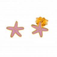 Σκουλαρίκια Αστερίες Χρυσό Κ9 Με Σμάλτο (SK00144)