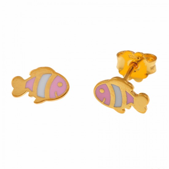 Σκουλαρίκια Ψαράκια Χρυσό Κ9 Με Σμάλτο (SK00145)